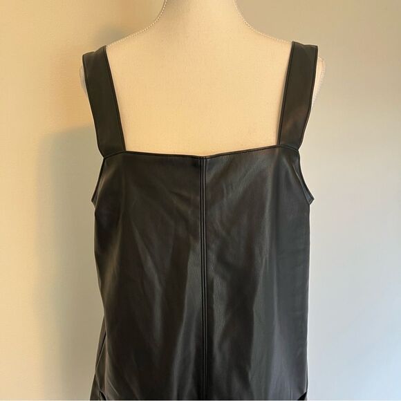 Abercrombie & Fitch Faux Leather Black Mini Dress NEW Size Medium Tall - Picture 4 of 12